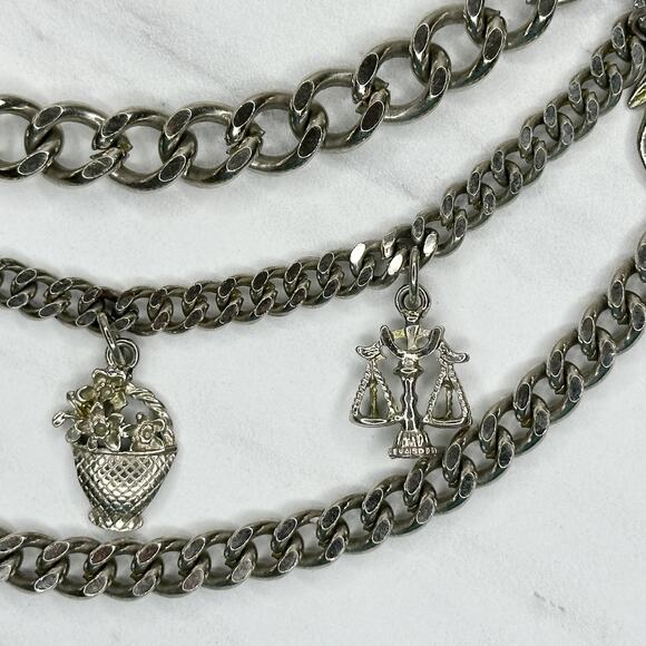 Chunky Draped Charm Chain Belt Silver Tone Y2K Festival One Size ✨ - Picture 5 of 16